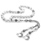 Kararmaz Metal Püsküllü Küre Kesim Havlit Doğaltaş Tesbih