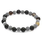 Süleyman Akik Metal Kombinli Küre Kesim Doğaltaş Bileklik