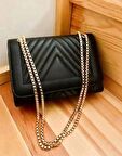 Kadın Siyah Zincirli Omuz ve Kol Çantası