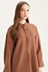 DeFacto Relax Fit Hakim Yaka Basic Düz Uzun Kollu Tesettür Gömlek Tunik E1757AX25SPBN519
