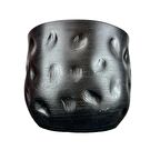 Ev Dekorasyon Aksesuar Siyah Desenli Toprak Saksı Saksılık Salon Çiçeklik - 19 CM