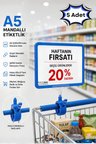 5 Adet - A5 Mandallı Etiketlik | Fiyatlık Sepet Raf Askılık Fiyat Etiketi Çerçeveli Market Mağaza Mavi