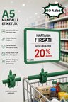 10 Adet - A5 Mandallı Etiketlik | Fiyatlık Sepet Raf Askılık Fiyat Etiketi Çerçeveli Market Mağaza Yeşil