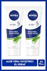 NIVEA Yatıştırıcı El Bakım Kremi Aloe Vera 75ml, Nemlendirici, Yumuşak Cilt, Hızlı Emilir, X2 Adet