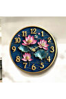 Renkli Baskı Çiçek Doğa Desenli Sayılı Hediyelik Ahşap Sessiz Duvar Saati 50cm