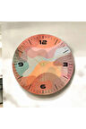 Renkli Baskı Desenli Sayılı Hediyelik Ahşap Sessiz Duvar Saati 50cm