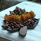 Ahşap Çınar yaprağı şeklinde kuruyemişlik sunumluk