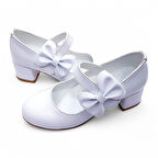 Beebron Ortopedik Topuklu Abiye Kız Çocuk Ayakkabı Glossy Series Abiayk2401 Rugan Beyaz 28