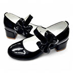 Beebron Ortopedik Topuklu Abiye Kız Çocuk Ayakkabı Glossy Series Abiayk2401 Rugan Siyah 28