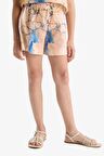 DeFacto Kız Çocuk Beli Lastikli Desenli Pamuklu Şort D7624A825HSOG279