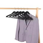 Askıcı  Siyah Ahşap Görünümlü Elbise Askısı 12 Adet