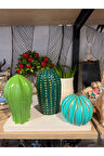 Dekoratif 3’lü kaktüs obje biblo seti polyester