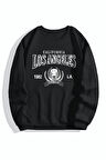 Kadın Siyah Los Angeles Bisiklet Yaka Sweatshirt