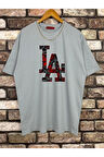 Erkek LA Baskılı Oversize Tshirt
