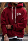 Erkek Nasa Yazı Detay Baskılı Kapüşonlu Sweatshirt