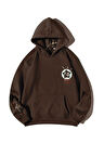 Unisex Kahverengi Id Baskılı Oversize Kapşonlu Sweatshirt