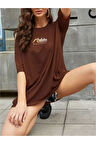 Kadın Malibu Baskılı Oversize T-Shirt