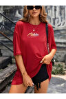 Kadın Malibu Baskılı Oversize T-Shirt