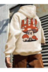 Unisex Mushroom Baskı Kapüşonlu Sweatshirt