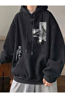 Erkek Slowly Baskı Kapüşonlu Sweatshirt