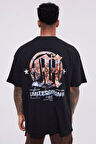 Unisex Siyah Limited Edition Sırt Baskılı Bisiklet Yaka Oversize T-shirt