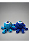 Ahtapot Amigurumi Örgü Anahtarlık & Çanta Süsü Lacivert