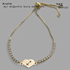 Yılın Son Güzelliğini Yansıtan Kalp Motifli Beyaz Taşlı 14 Ayar Altın Plakalı Aralık Bilekliği