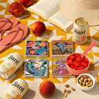 Renkli Tropikal Hayvan ve Deniz Canlıları Desenli Doğal Taş Bardak Altlığı 4’lü Set, Sunum ve Masa Dekoru