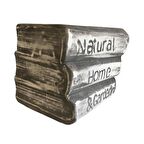 ORTA BOY DEKORATİF ESKİTME KİTAP SAKSI (Antrasit RENK)