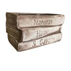 BÜYÜK BOY DEKORATİF ESKİTME KİTAP SAKSI (Kahve Köpüğü)