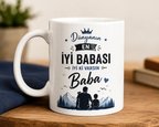 Baba Kupası Dünyanın En İyi Babası Baskılı Beyaz Seramik Kupa Bardak 330 ml Kahve ve Çay Kupası