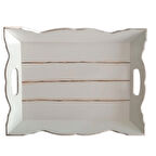 El Boyaması Dalgalı Model Beyaz Ahşap Servis Tepsisi