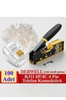  Yeni Nesil Ez Pense RJ45 Sıkma Aracı + Rj11 4pin Jak 6p4c Telefon Kablosu Için Konnektör