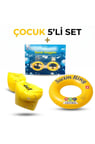 Çocuk 5'li Deniz ve Havuz Yüzme Seti Deniz Gözlüğü + Çift Odalı Kolluk + Çocuk Simidi + Kulak Tıkacı + Burun Tıkacı