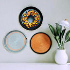 3'lü Digital Baskılı Duvar Tabağı, Dekoratif Bohem Duvar Tabağı, Afrikan Duvar Tabağı, Dekoratif Duvar Aksesuarı, Duvar Dekoru