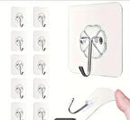 9.98KG Kapasiteli Şeffaf Yapışkanlı Kanca Askı 10'lu