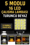 16 Led 5 Modlu Flaşlı Turuncu Beyaz Çalışma Lambası
