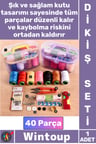 #DikişSeti Seyahat Tipi Özel Kutulu İğne Iplik Balıkçı Makas Mezura Yüzük 40 Parça Mini Dikiş Seti