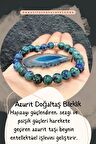  Azurit ( Akik Taş Hediyeli ) Hafıza Güçlendirici / Sezgi Ve Psişik Güç Doğal Taş Bileklik 8 mm