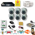 6 Kameralı Set - Araç İnsan Yüz Hareket Algılayan Gece Görüşlü 36 IR Led 5MP Sony Lensli 1080P Dome Güvenlik Kamerası Seti D136b-1
