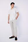 DeFacto %100 Pamuk Keten Görünümlü Yazlık Jogger Pantolon Dar Paça Beli Bağcıklı Lastikli Cepli Z6475AZ25SPGR94