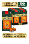 Jacobs Espresso 7 Classico Nespresso Uyumlu Alüminyum Kapsül Kahve 10 Adet X 10 Paket