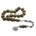 925 Ayar Gümüş Halat Püsküllü Küre Kesim Kahverengi Pelesenk Efe Tesbih