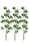 Yapay Yoğun Yapraklı 130 Cm 3 Adet Dekoratif Bambu Çubuğu Islak Doku