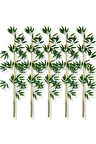 Yapay Yoğun Yapraklı 130 Cm 5 Adet Dekoratif Bambu Çubuğu Islak Doku