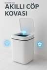 Akıllı Sensörlü Antibakteriyel Çöp Kovası 20 Litre Çöp Kutusu, Çöp Torbası Uyumlu Kapak