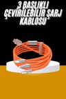 120W 3 İn 1 Uyumlu Silikon Şarj Kablosu Hızlı Şarj Kablosu
