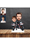 Motorcu Baba ve Oğlu Karikatür Figürü,Sevgiliye Hediye,Doğum Günü Hediyesi