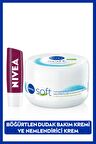 Nivea Soft Krem 300ml ve Böğürtlen Nemlendirici Dudak Bakım Kremi 4.8gr, Bordo Işıltı, Doğal Yağlar