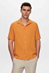 Relaxed Turuncu Gofre Kısa Kollu Kırışmaz Gömlek 0HC02ORT01313